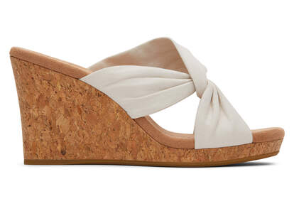 Serena White Cork Wedge Sandal