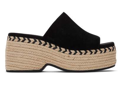 Laila Mule Black Suede Platform Sandal